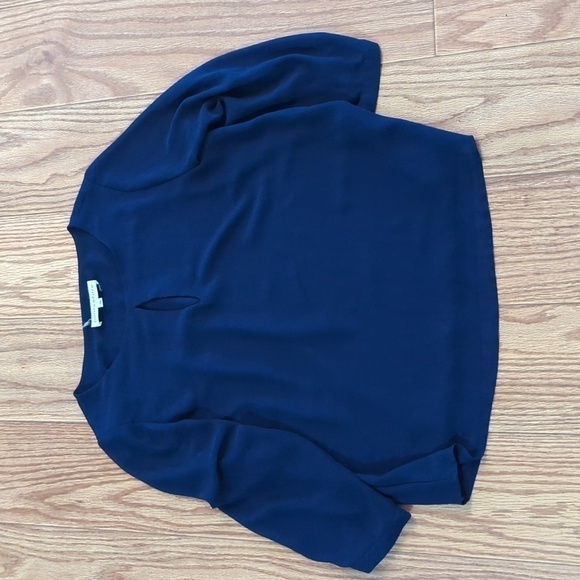 3 for $20 Bundle Sale! Pants Store blue sheer blouse with 3/4 sleeves size small - Picture 1 of 2